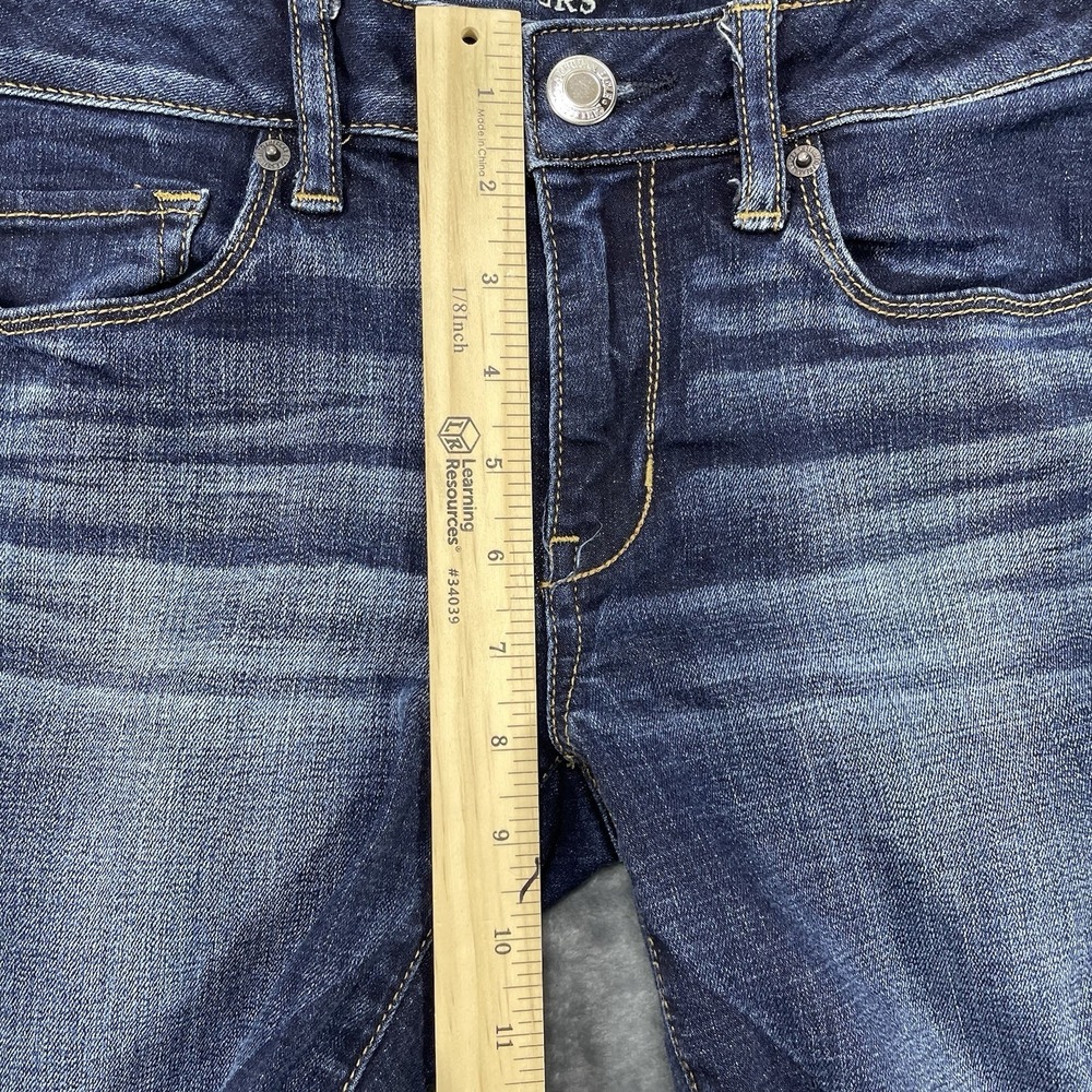 American Eagle Jeans Women 8 Regular Blue Low Rise Skinny Kick Dark Wash Stretch - Picture 9 of 10